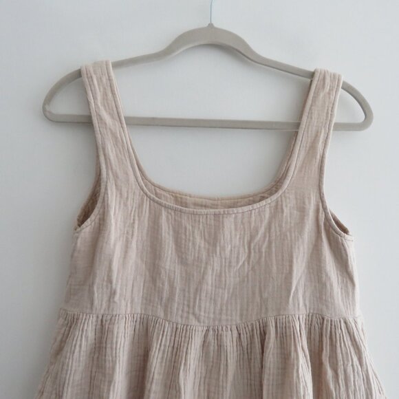 URBAN OUTFITTERS Gauzy 100% Cotton Tiered Tank Dress in Cream Coastal Boho XS - Picture 12 of 15